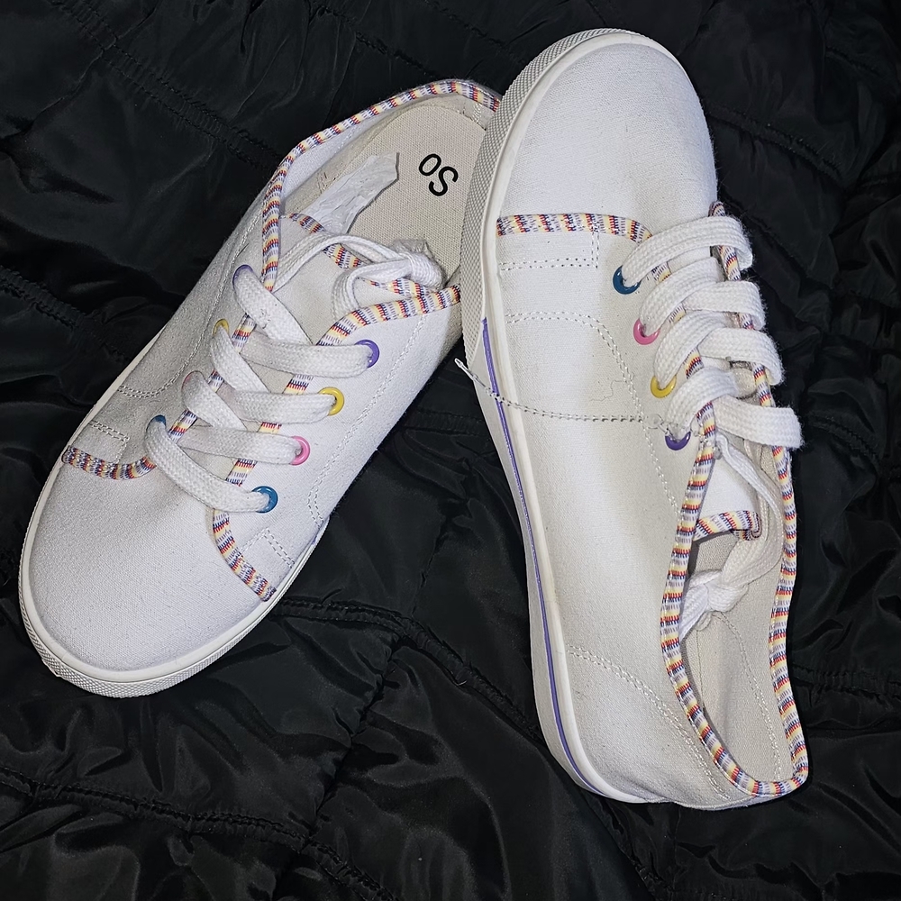 SO White Sneakers with Multicolor Trim